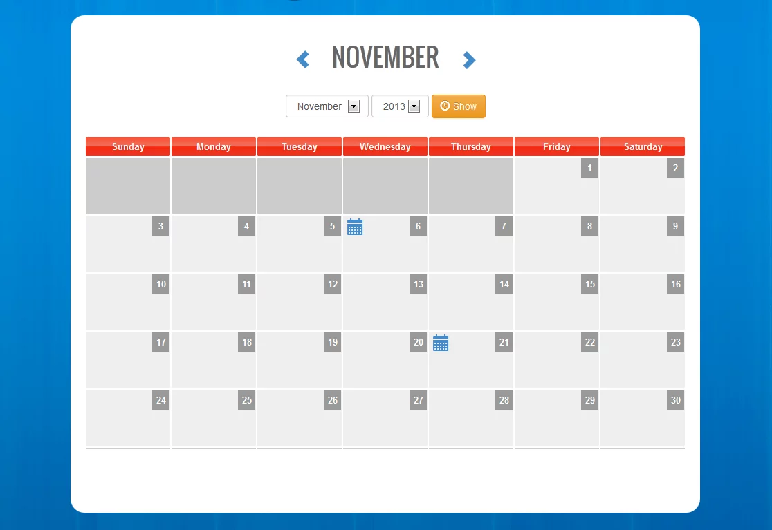 PHP event calendar using jquery