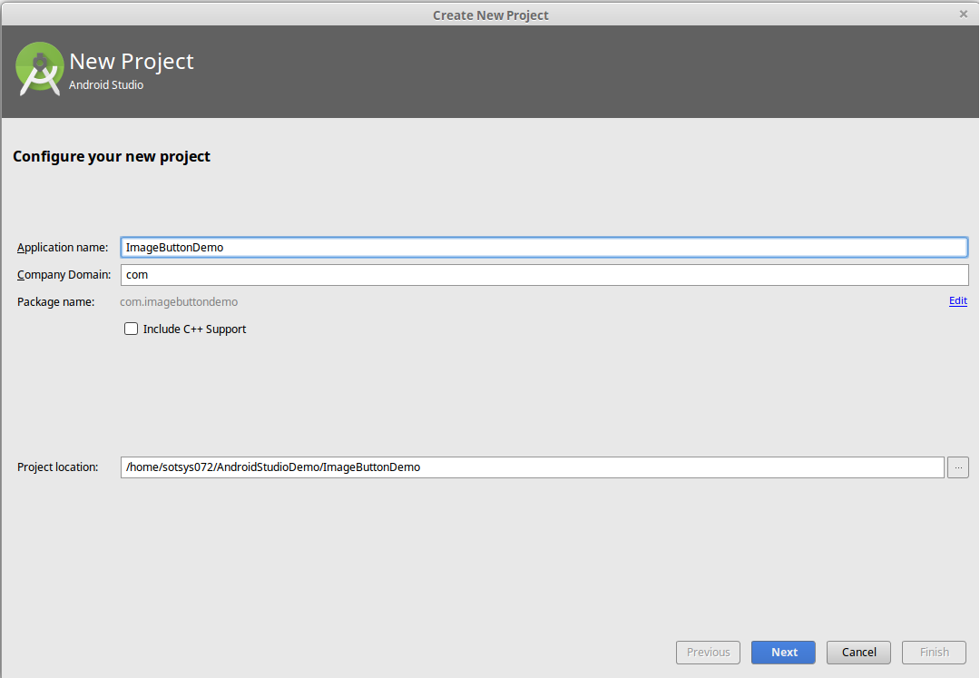 Create a new project in Android Studio