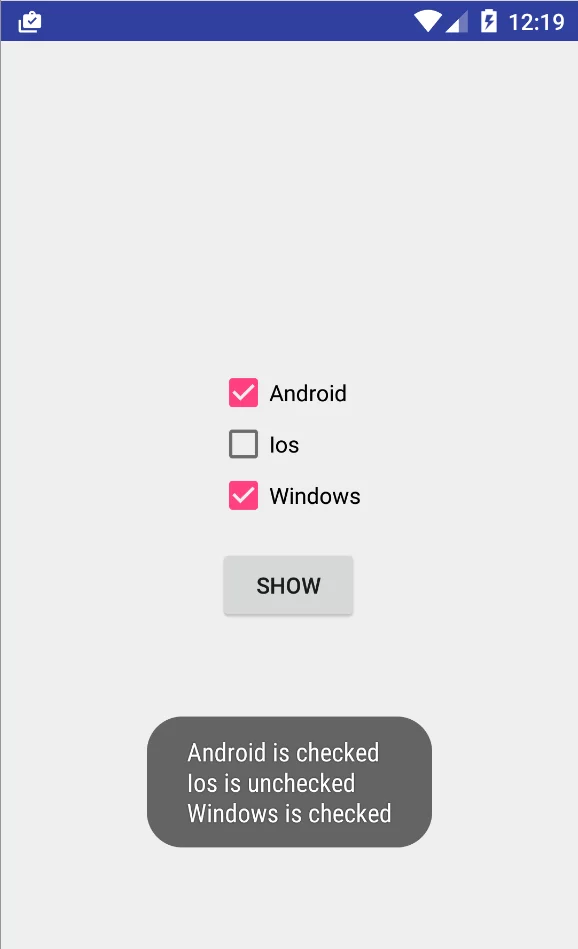 Android checkbox example