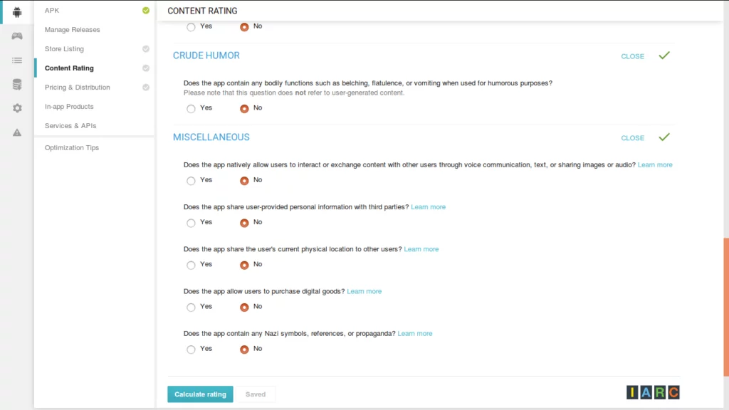 Fill Content Rating Questionnaire Fill Content Rating Questionnaire