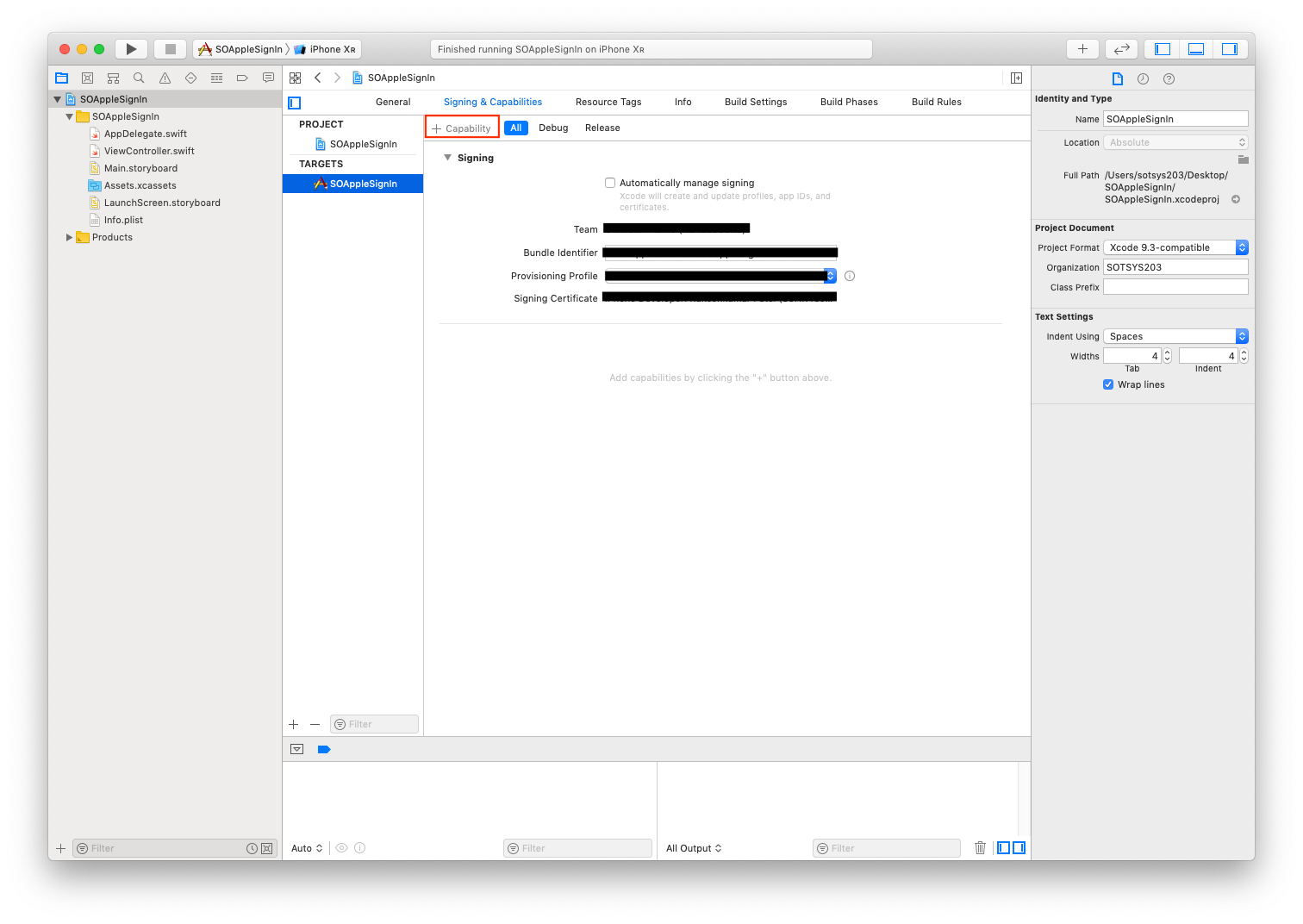 Go to “Target” and click on “Capability”