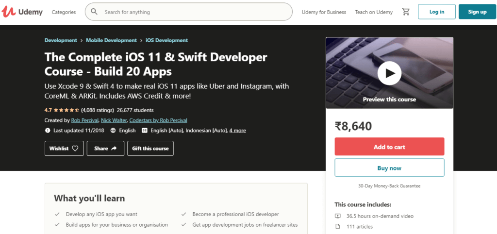 Udemy - The Complete iOS 11 & Swift Developer Course - Build 20 Apps