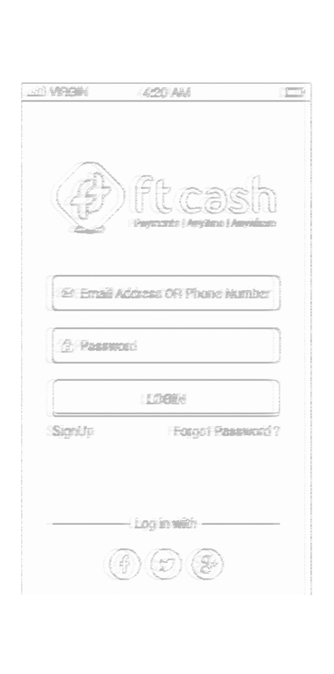 FTCash app wireframe