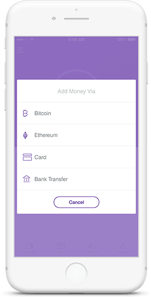 Add Money Feature in cryptocurrency wallet app