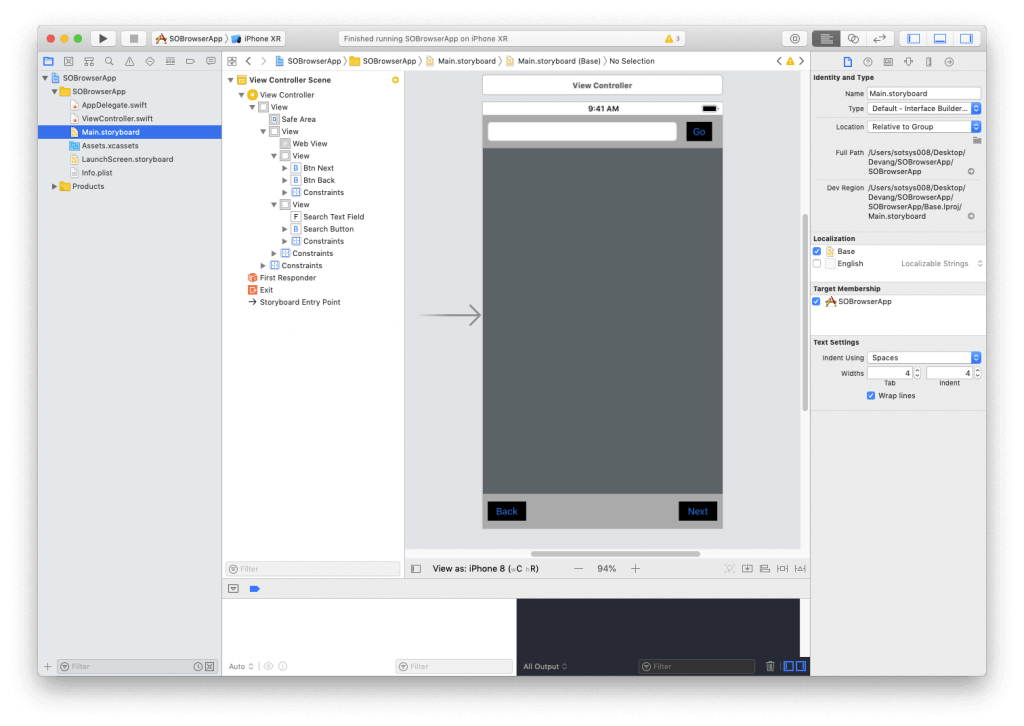create a view in Main.storyboard