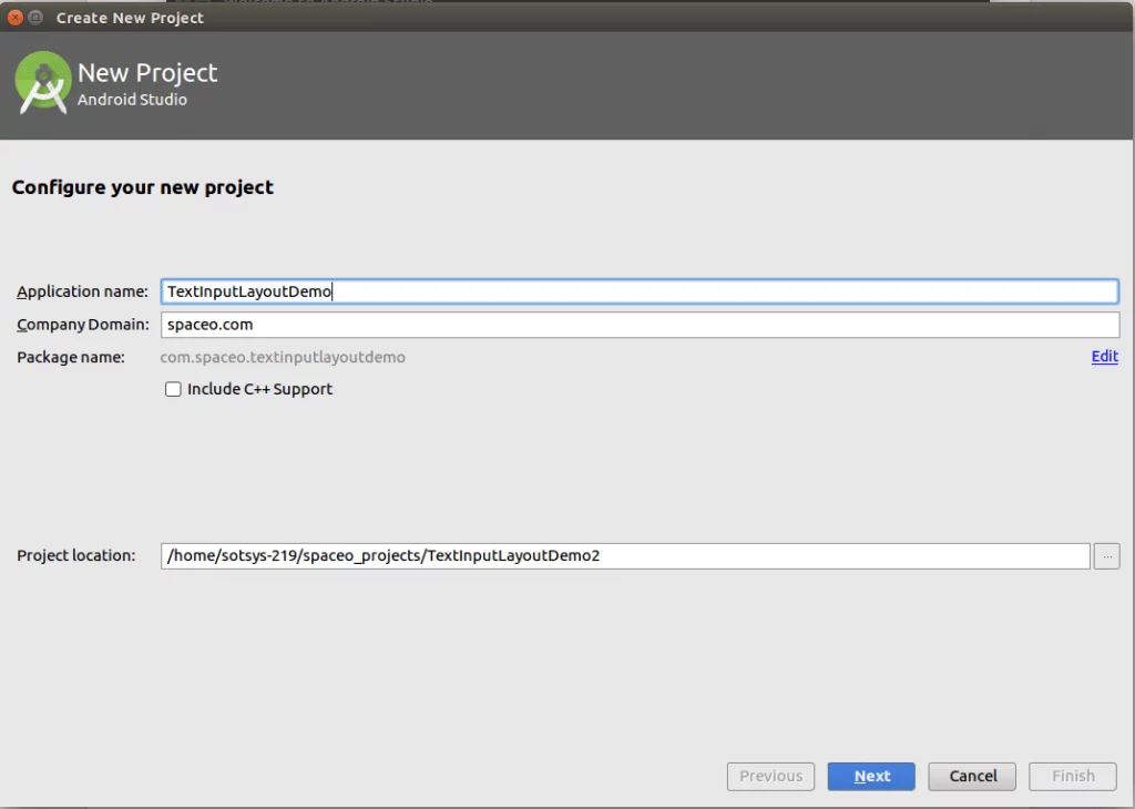 create new project in android studio