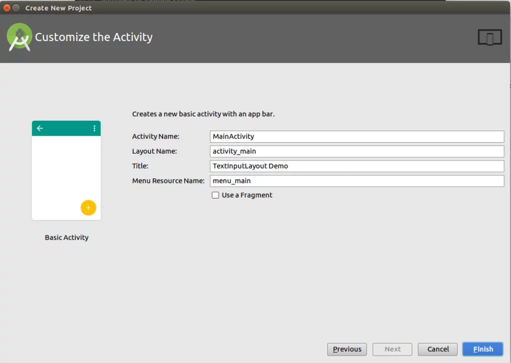 customize the activity in your android studio