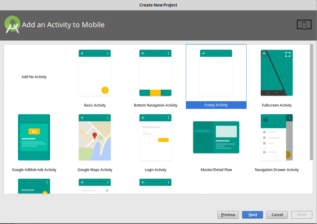 Select Empty Activity