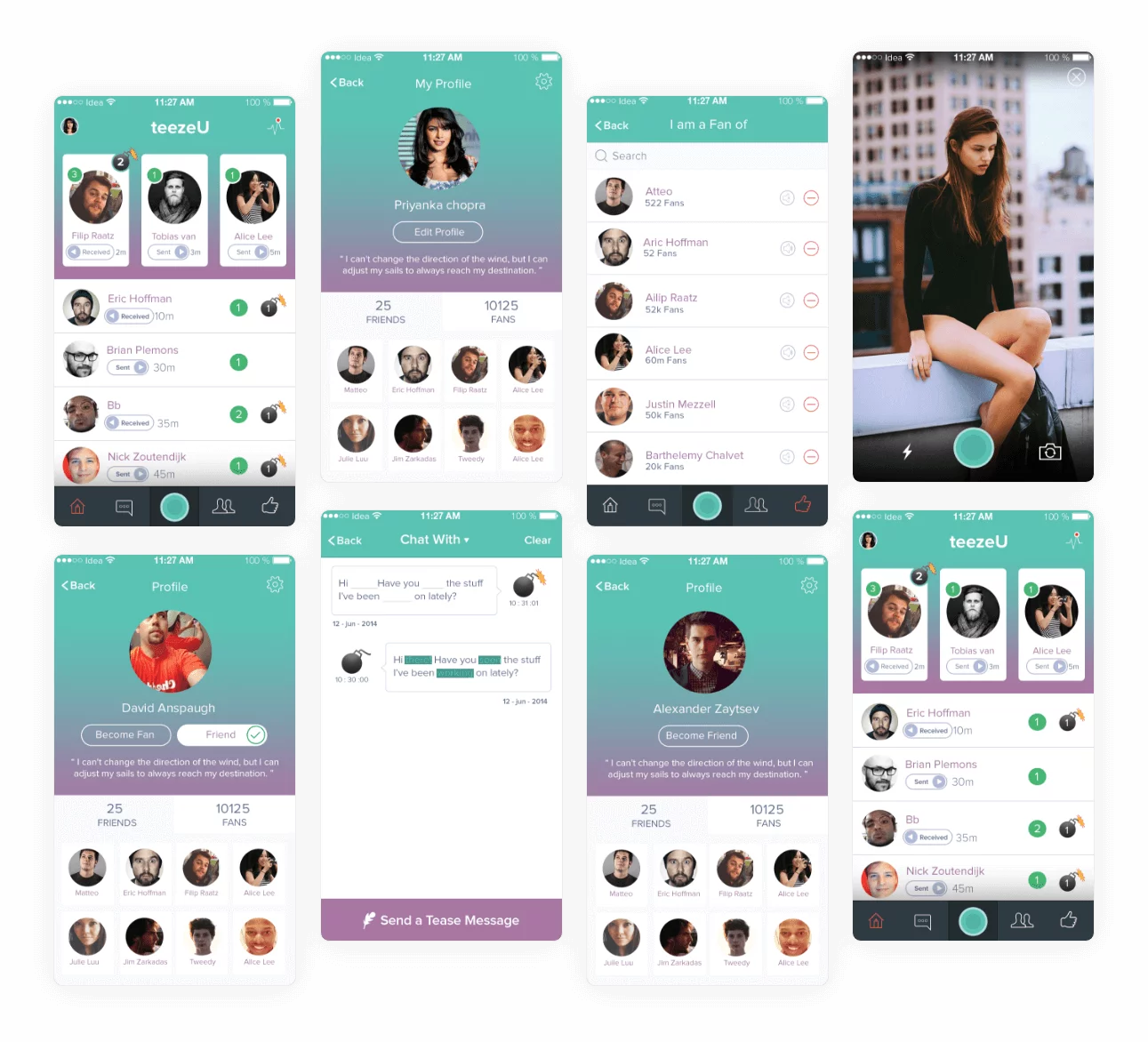 Teezr App Screens