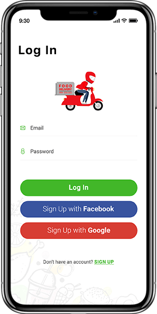 Driver Delivery App Login screen