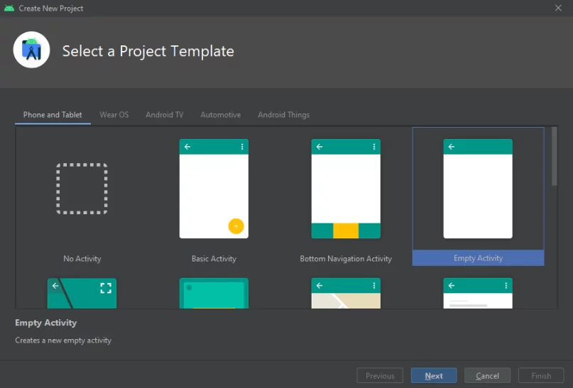 Select Empty Activity