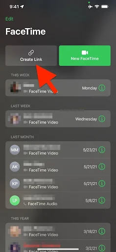 create new facetime link