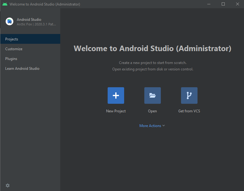 create a new project in Android Studio
