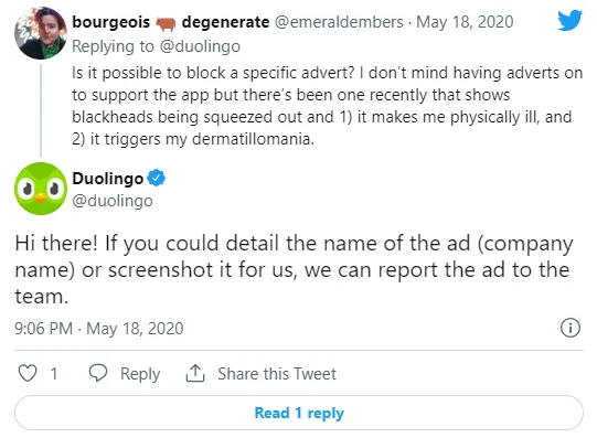 Duolingo's tweet on Twitter