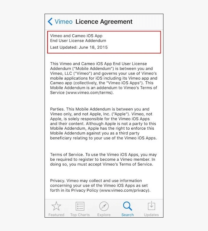 Vimeo license agreement
