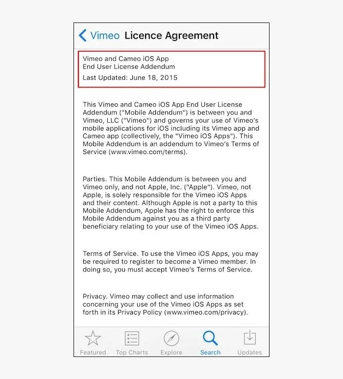 Vimeo license agreement