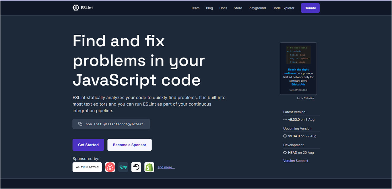 ESLint_ JavaScript linting and code quality