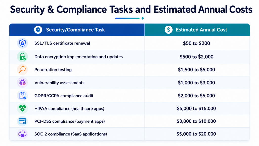 Security, compliance, and regulatory update costs