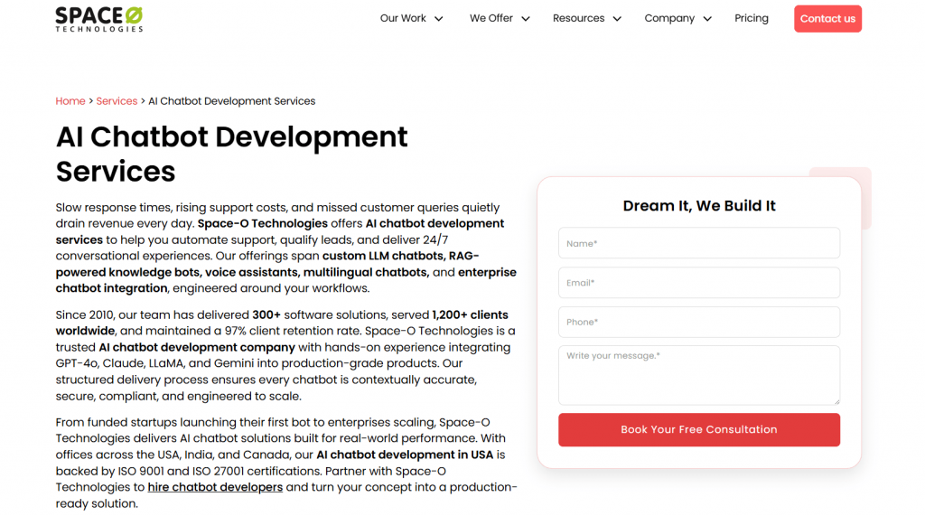 Space-O Technologies AI Chatbot Development Services