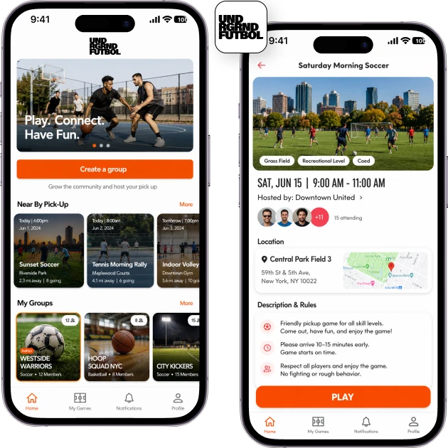 About the Undrgrnd Futbol pickup soccer app