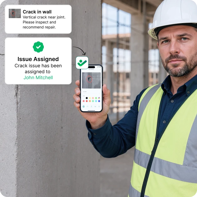 Snag construction site inspection app