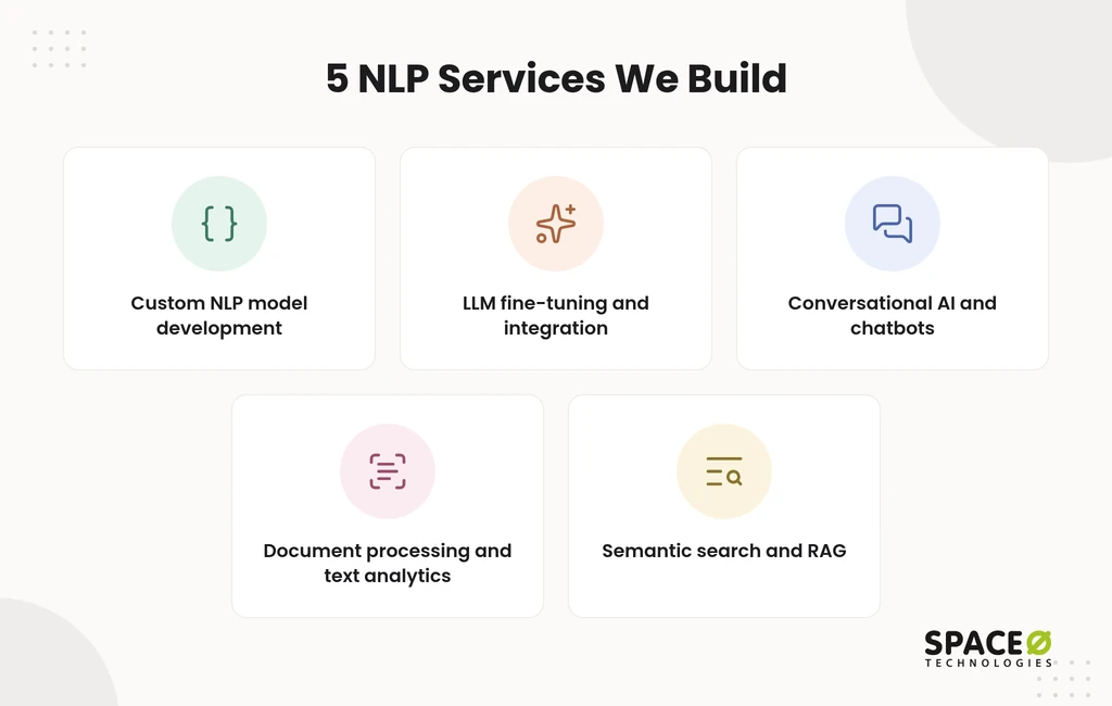 What NLP services does Space-O Technologies build?
